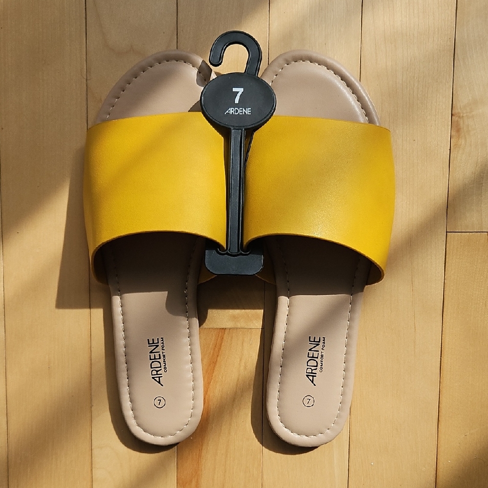 Ardene Mustard Yellow Slide Sandals
